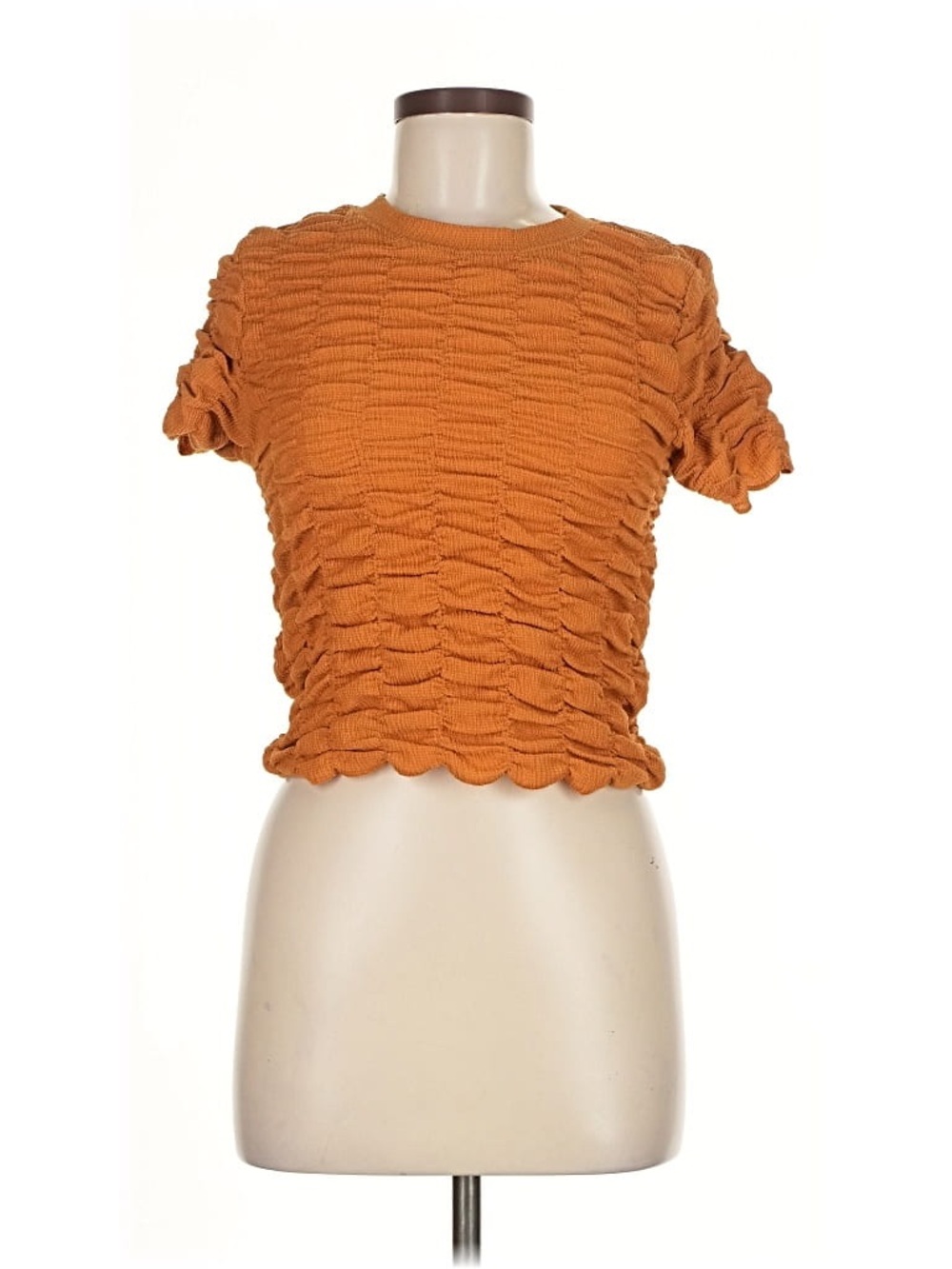 House of Harlow 1960 Textured Short Sleeve Top - Rust Orange
